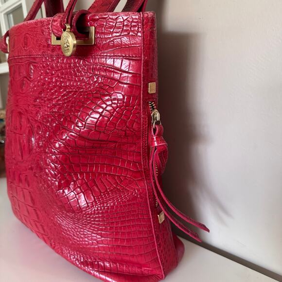 Brahmin Ono Melbourne Tote Red Croc Leather Shoulder Bag Tote - Picture 4 of 14